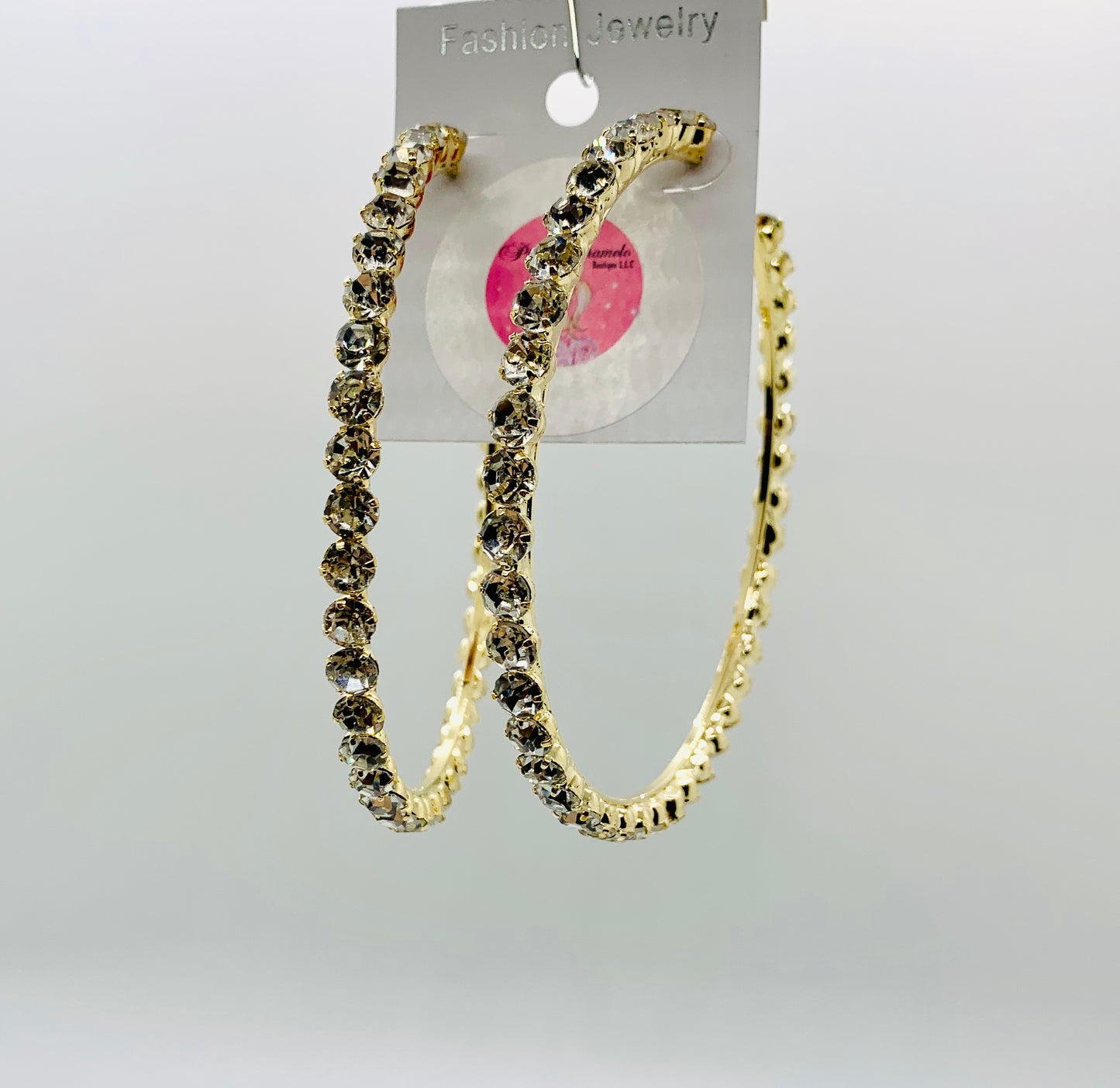 Gold Chunky Crystal Hoops