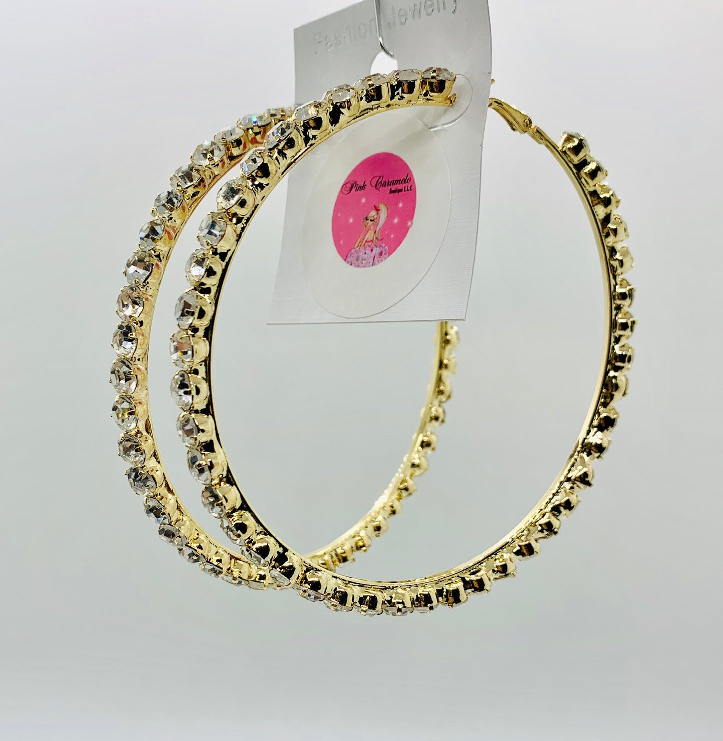 Gold Chunky Crystal Hoops