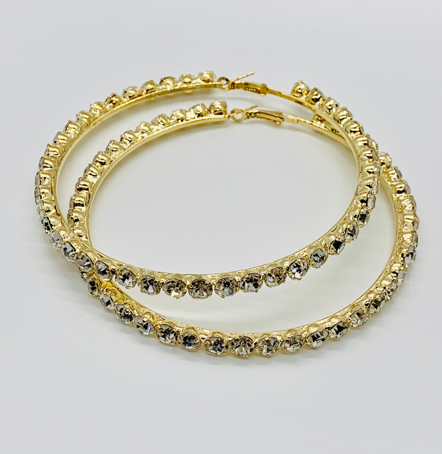 Gold Chunky Crystal Hoops